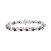 Bids.com .925 Sterling Silver, Lab-Grown Gemstone and 4 Cttw Round Diamond Tennis Bracelet (H-I Color, I1-I2 Clarity) - Created Blue Sapphire, September Birthstone Bracelets