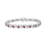 Bids.com .925 Sterling Silver, Lab-Grown Gemstone and 4 Cttw Round Diamond Tennis Bracelet (H-I Color, I1-I2 Clarity) - Created Blue Sapphire, September Birthstone Bracelets