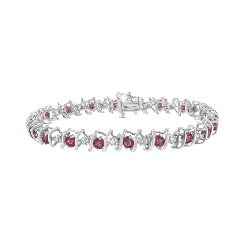 Bids.com .925 Sterling Silver, Lab-Grown Gemstone and 4 Cttw Round Diamond Tennis Bracelet (H-I Color, I1-I2 Clarity) - Created Blue Sapphire, September Birthstone Bracelets