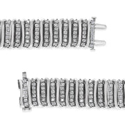 Bids.com .925 Sterling Silver 8 1/2 Cttw Diamond 7 Row Chevron "S" Curved Link Tennis Bracelet (I-J color, I1-I2 clarity) - 7.25" Bracelets