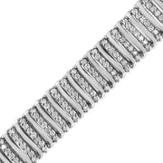 Bids.com .925 Sterling Silver 8 1/2 Cttw Diamond 7 Row Chevron "S" Curved Link Tennis Bracelet (I-J color, I1-I2 clarity) - 7.25" Bracelets