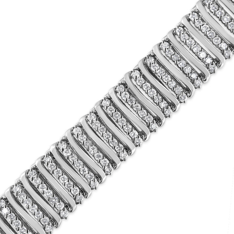 Bids.com .925 Sterling Silver 8 1/2 Cttw Diamond 7 Row Chevron "S" Curved Link Tennis Bracelet (I-J color, I1-I2 clarity) - 7.25" Bracelets