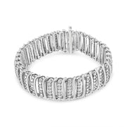 Bids.com .925 Sterling Silver 8 1/2 Cttw Diamond 7 Row Chevron "S" Curved Link Tennis Bracelet (I-J color, I1-I2 clarity) - 7.25" Bracelets