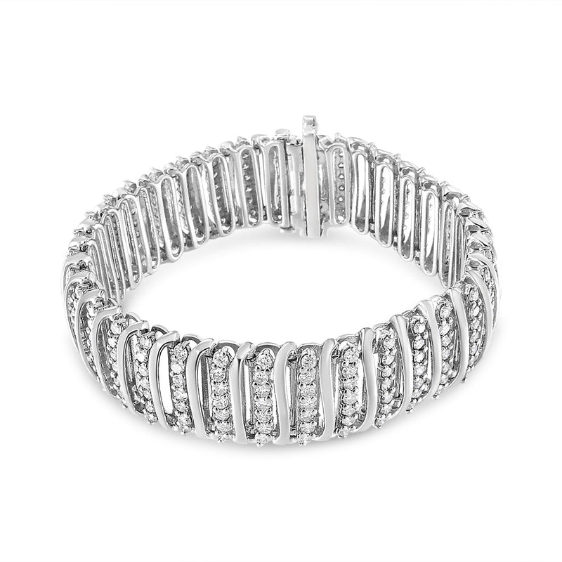 Bids.com .925 Sterling Silver 8 1/2 Cttw Diamond 7 Row Chevron "S" Curved Link Tennis Bracelet (I-J color, I1-I2 clarity) - 7.25" Bracelets