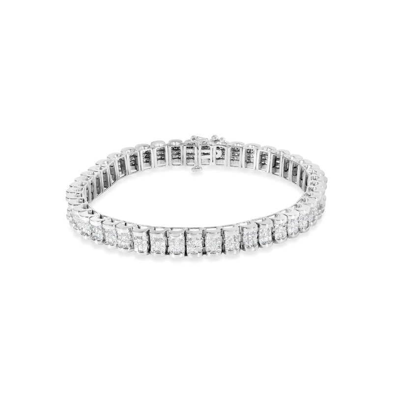 Bids.com 14K White Gold 5.00 Cttw Invisible Set Princess-Cut Diamond Belt and Buckle Tennis 7" Bracelet (H-I Color, SI1-SI2 Clarity) Bracelets
