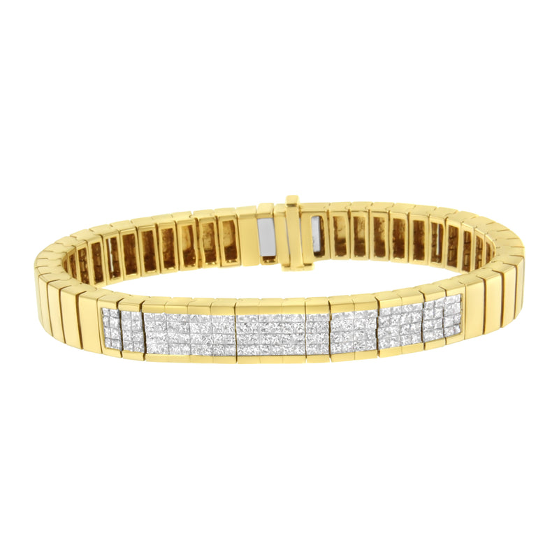 Bids.com 14K Yellow Gold 3 5/8 cttw Invisible Set Princess-Cut Diamond ID Tennis Bracelet (I-J Color, SI1-SI2 Clarity) - Size 7" Bracelets