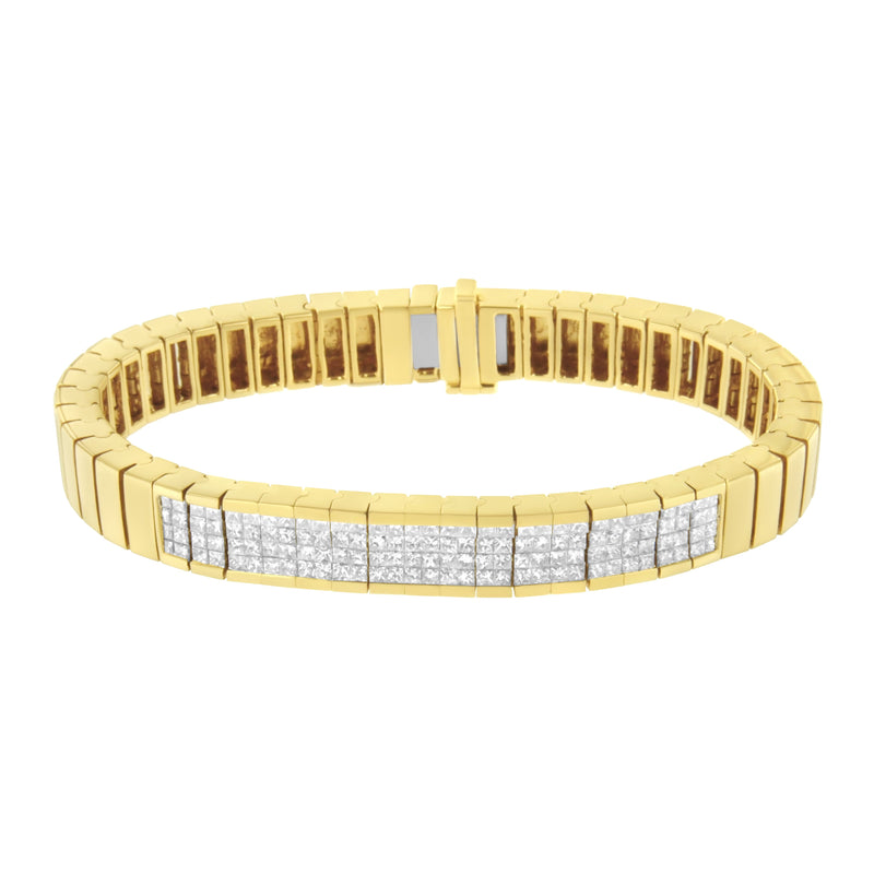 Bids.com 14K Yellow Gold 3 5/8 cttw Invisible Set Princess-Cut Diamond ID Tennis Bracelet (I-J Color, SI1-SI2 Clarity) - Size 7" Bracelets