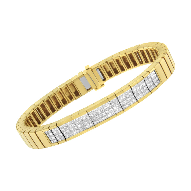 Bids.com 14K Yellow Gold 3 5/8 cttw Invisible Set Princess-Cut Diamond ID Tennis Bracelet (I-J Color, SI1-SI2 Clarity) - Size 7" Bracelets