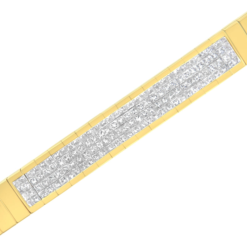 Bids.com 14K Yellow Gold 3 5/8 cttw Invisible Set Princess-Cut Diamond ID Tennis Bracelet (I-J Color, SI1-SI2 Clarity) - Size 7" Bracelets