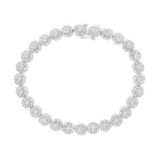 Bids.com 14K White Gold 3-3/4 Cttw Round-Brilliant Cut Diamond 7-1/4" Round Cluster Links Tennis Bracelet (I-J Color, SI2-I1 Clarity) Bracelets