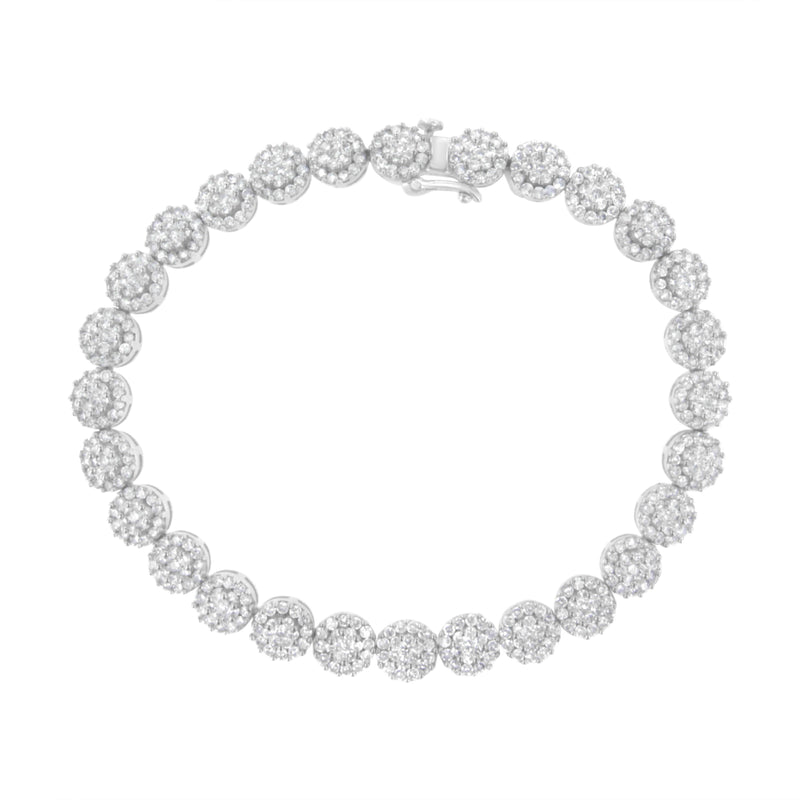 Bids.com 14K White Gold 3-3/4 Cttw Round-Brilliant Cut Diamond 7-1/4" Round Cluster Links Tennis Bracelet (I-J Color, SI2-I1 Clarity) Bracelets