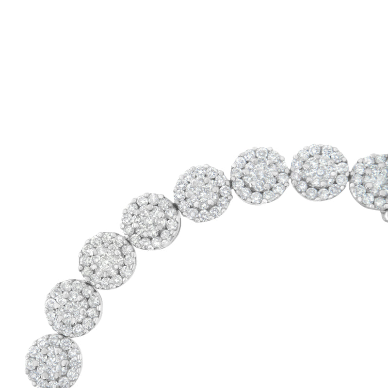 Bids.com 14K White Gold 3-3/4 Cttw Round-Brilliant Cut Diamond 7-1/4" Round Cluster Links Tennis Bracelet (I-J Color, SI2-I1 Clarity) Bracelets