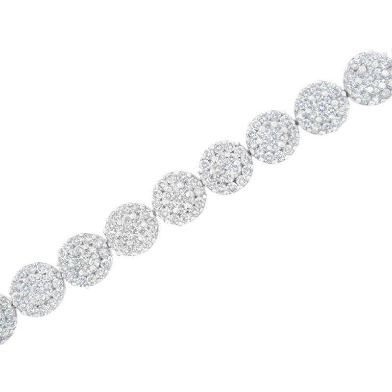 Bids.com 14K White Gold 3-3/4 Cttw Round-Brilliant Cut Diamond 7-1/4" Round Cluster Links Tennis Bracelet (I-J Color, SI2-I1 Clarity) Bracelets