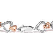 Bids.com 10K Rose Gold Plated Sterling Silver 1/4 Cttw Diamond Heart Link Bracelet Bracelets