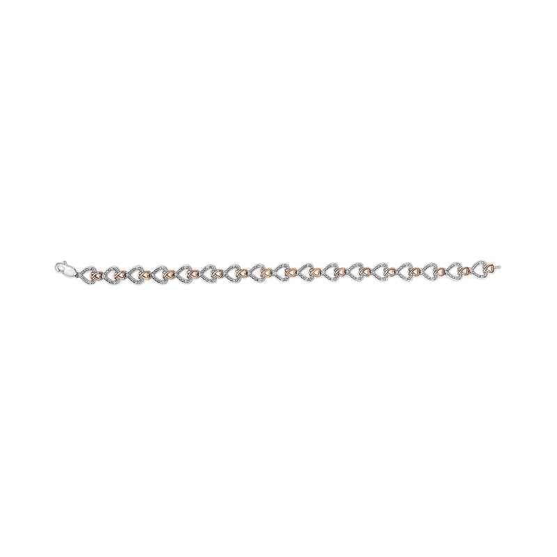 Bids.com 10K Rose Gold Plated Sterling Silver 1/4 Cttw Diamond Heart Link Bracelet Bracelets