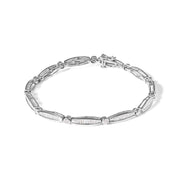 Bids.com 14K White Gold 1-1/2 Cttw Round Brilliant-Cut & Baguette Cut Diamond Bezel and Tapered Link 7" Tennis Bracelet (H-I Color, I1-I2 Clarity) Bracelets