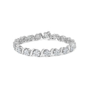Bids.com 14K White Gold 7 3/8 Cttw Round Brilliant Diamond Floral Cluster and S Link Bracelet (H-I Color, SI2-I1 Clarity) - 7" Inches Bracelets