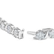 Bids.com 14K White Gold 7 3/8 Cttw Round Brilliant Diamond Floral Cluster and S Link Bracelet (H-I Color, SI2-I1 Clarity) - 7" Inches Bracelets