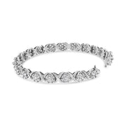 Bids.com 14K White Gold 6-1/3 Cttw Round Brilliant-Cut Diamond Round Cluster & X-Link 7" Tennis Bracelet (I-J Color, SI2-I1 Clarity) Bracelets