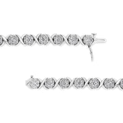 Bids.com 14K White Gold 6-1/3 Cttw Round Brilliant-Cut Diamond Round Cluster & X-Link 7" Tennis Bracelet (I-J Color, SI2-I1 Clarity) Bracelets