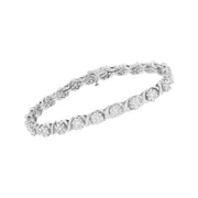 Bids.com 14K White Gold 4 7/8 Cttw Round Brilliant-Cut Diamond Round Cluster & X-Link 7" Tennis Bracelet (I-J Color, SI2-I1 Clarity) Bracelets