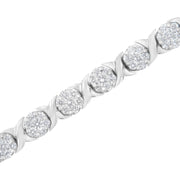 Bids.com 14K White Gold 4 7/8 Cttw Round Brilliant-Cut Diamond Round Cluster & X-Link 7" Tennis Bracelet (I-J Color, SI2-I1 Clarity) Bracelets