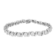 Bids.com 14K White Gold 5 1/4 cttw Diamond S-Link Floral Cluster Tennis Bracelet (I-J Clarity, SI2-I1 Color) - Size 7" Bracelets