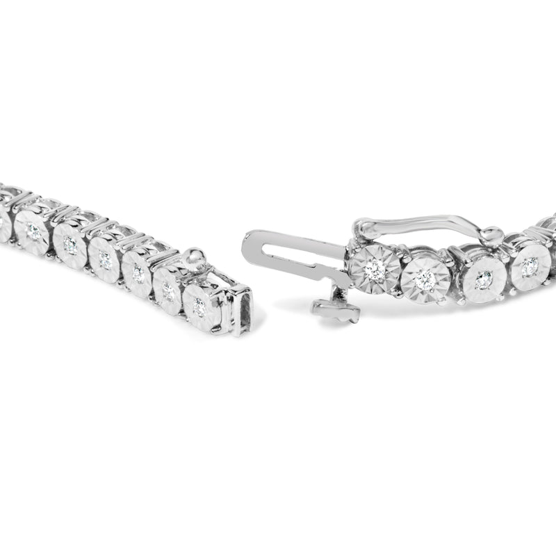 Bids.com 10K White Gold 1/2 Cttw Real Diamond Illusion-Set Miracle Plate Tennis Bracelet (I-J Color, SI2-I1 Clarity) - Size 7.5" Bracelets