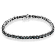 Bids.com Black Rhodium Plated .925 Sterling Silver 1.0 Cttw Diamond Miracle Tennis Bracelet (Enhanced Blue Color, I3 Clarity) - 7" Bracelets