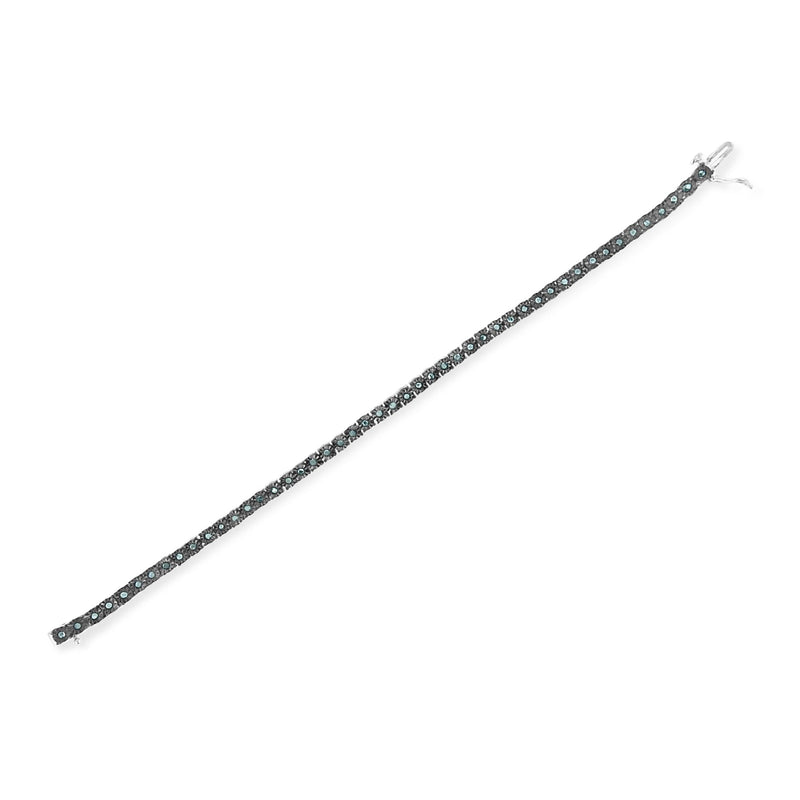 Bids.com Black Rhodium Plated .925 Sterling Silver 1.0 Cttw Diamond Miracle Tennis Bracelet (Enhanced Blue Color, I3 Clarity) - 7" Bracelets