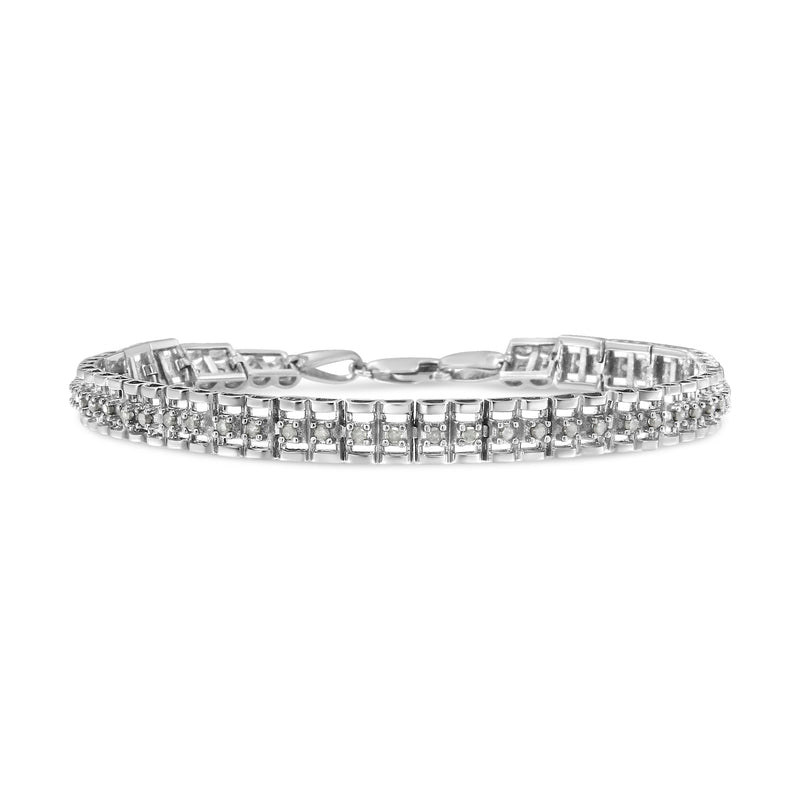 Bids.com .925 Sterling Silver 1.0 Cttw Rose Cut Diamond Double-Link 7" Tennis Bracelet (I-J Color, I3 Clarity) Bracelets