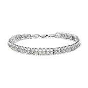 Bids.com .925 Sterling Silver 1.0 Cttw Rose Cut Diamond Double-Link 7" Tennis Bracelet (I-J Color, I3 Clarity) Bracelets