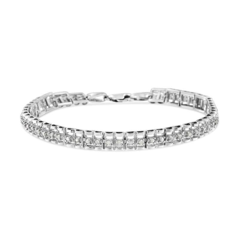 Bids.com .925 Sterling Silver 1.0 Cttw Rose Cut Diamond Double-Link 7" Tennis Bracelet (I-J Color, I3 Clarity) Bracelets