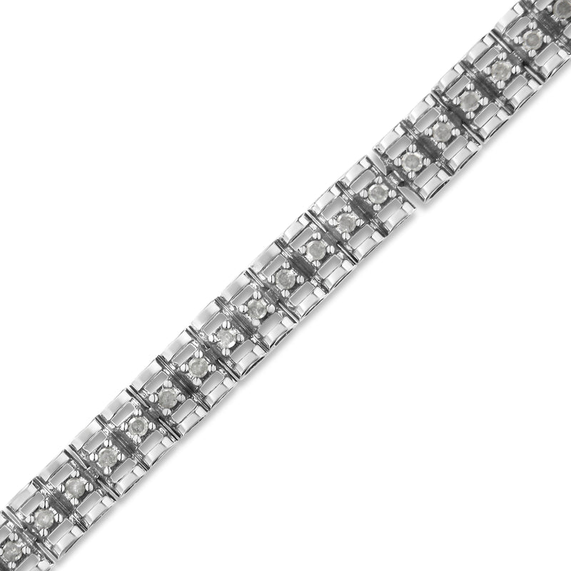 Bids.com .925 Sterling Silver 1.0 Cttw Rose Cut Diamond Double-Link 7" Tennis Bracelet (I-J Color, I3 Clarity) Bracelets
