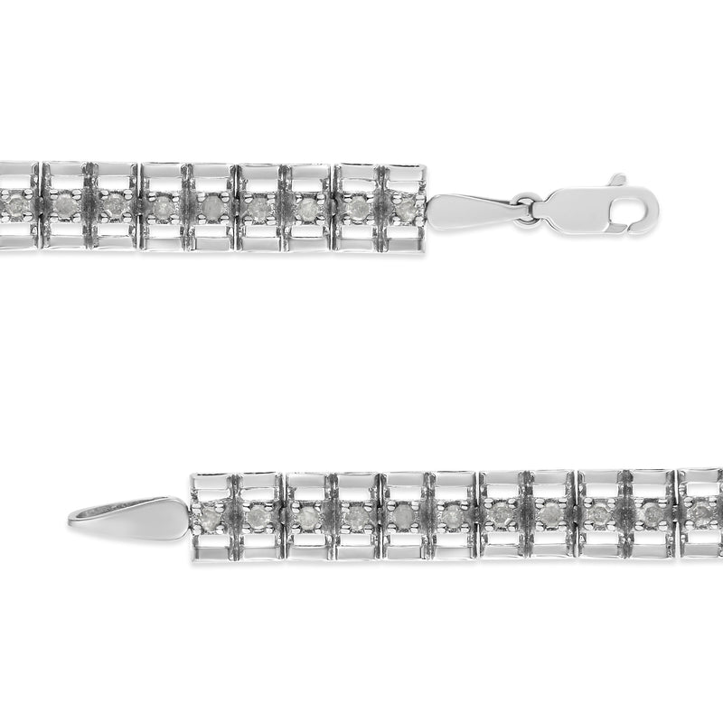 Bids.com .925 Sterling Silver 1.0 Cttw Rose Cut Diamond Double-Link 7" Tennis Bracelet (I-J Color, I3 Clarity) Bracelets