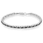 Bids.com Black Rhodium over .925 Sterling Silver 1.0 Cttw Rose Cut Diamond Double-Link 7" Tennis Bracelet (Blue Color, I1-I2 Clarity) Bracelets