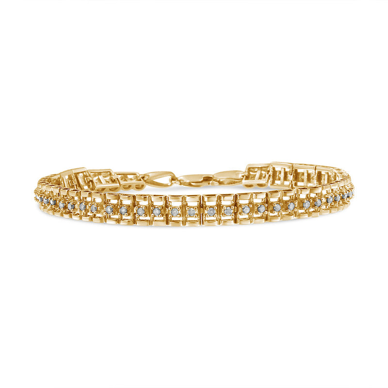 Bids.com .925 Sterling Silver 1.0 Cttw Rose Cut Diamond Double-Link 7" Tennis Bracelet (I-J Color, I3 Clarity) Bracelets