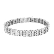 Bids.com 14K White Gold 4 7/8 cttw Baguette & Round Brilliant-Cut Diamond Channel- & Prong-Set Tennis Bracelet (I-J Color, I1-I2 Clarity) - Size 7.25" Bracelets