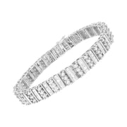 Bids.com 14K White Gold 4 7/8 cttw Baguette & Round Brilliant-Cut Diamond Channel- & Prong-Set Tennis Bracelet (I-J Color, I1-I2 Clarity) - Size 7.25" Bracelets