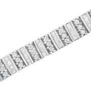 Bids.com 14K White Gold 4 7/8 cttw Baguette & Round Brilliant-Cut Diamond Channel- & Prong-Set Tennis Bracelet (I-J Color, I1-I2 Clarity) - Size 7.25" Bracelets