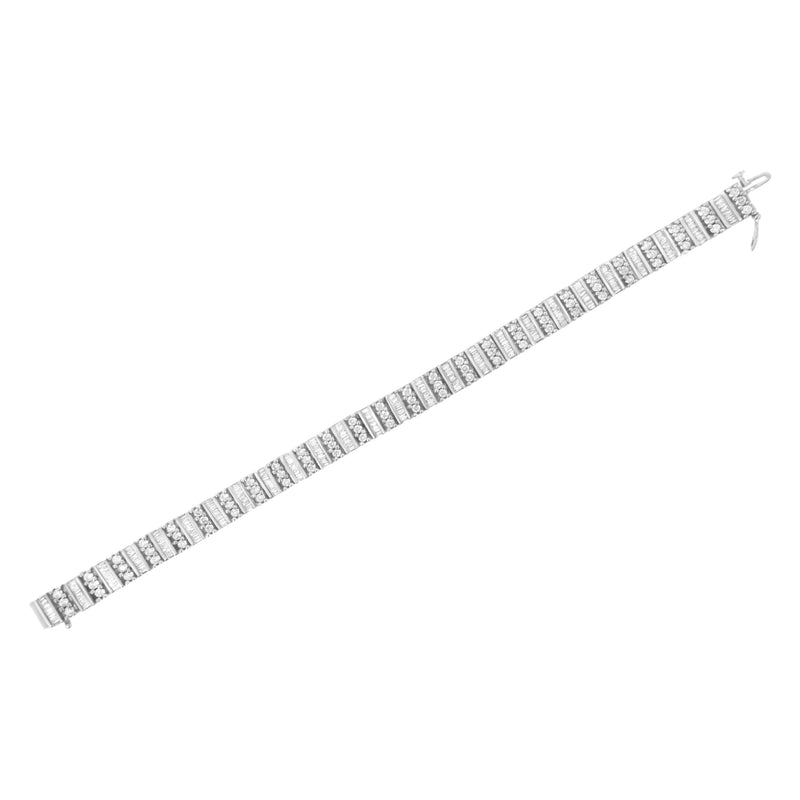 Bids.com 14K White Gold 4 7/8 cttw Baguette & Round Brilliant-Cut Diamond Channel- & Prong-Set Tennis Bracelet (I-J Color, I1-I2 Clarity) - Size 7.25" Bracelets
