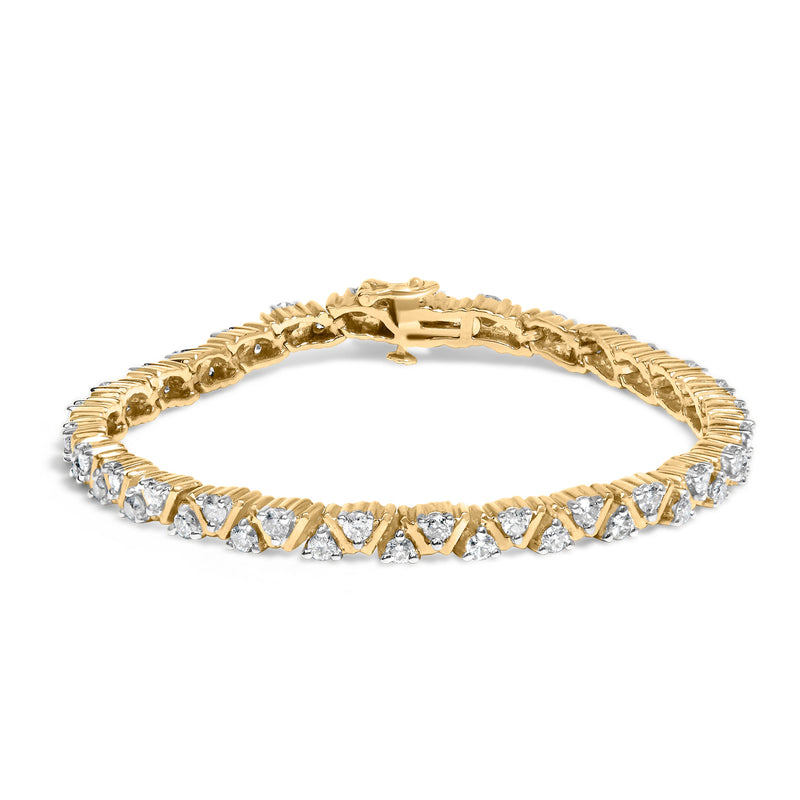 Bids.com 14K Yellow Gold 4.00 Cttw Diamond Triangle Link Tennis Bracelet (H-I Color, I1-I2 Clarity) - 7" Inches Bracelets