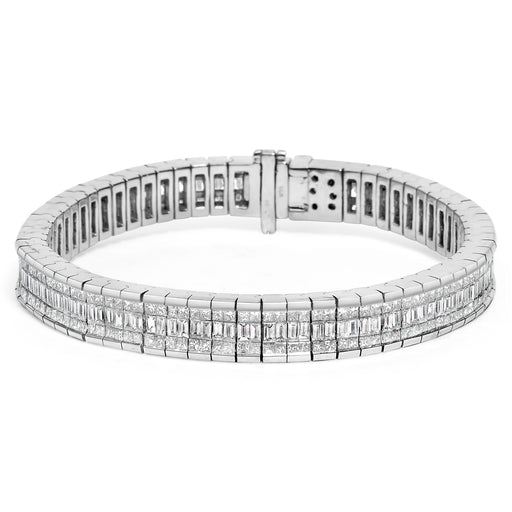 Bids.com 14K White Gold 7 7/8 Cttw Princess and Baguette Diamond Eternity Line Tennis Bracelet (G-H Color, SI1-SI2 Clarity) - 7" Inches Bracelets