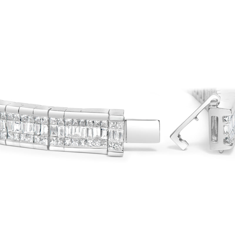 Bids.com 14K White Gold 7 7/8 Cttw Princess and Baguette Diamond Eternity Line Tennis Bracelet (G-H Color, SI1-SI2 Clarity) - 7" Inches Bracelets