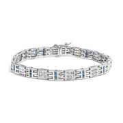 Bids.com 14K White Gold Princess-Cut white and Blue Diamond 3.00 cttw Fashion Link Bracelet (H-I Color, SI1-SI2 Clarity) Bracelets