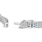 Bids.com 14K White Gold Princess-Cut white and Blue Diamond 3.00 cttw Fashion Link Bracelet (H-I Color, SI1-SI2 Clarity) Bracelets