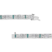 Bids.com 14K White Gold Princess-Cut white and Blue Diamond 3.00 cttw Fashion Link Bracelet (H-I Color, SI1-SI2 Clarity) Bracelets