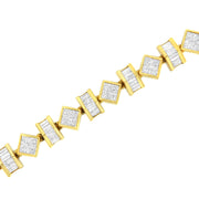 Bids.com 14K Yellow Gold 7.50 Cttw Princess and Baguette Diamond Geometric Link Bracelet Bracelets