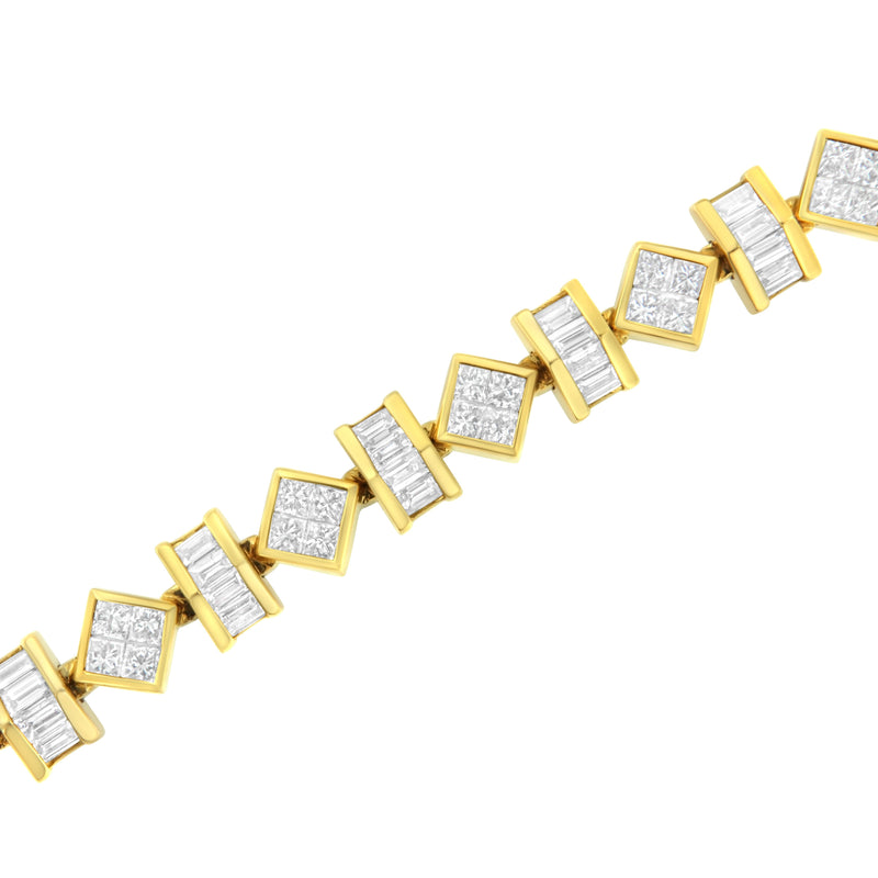 Bids.com 14K Yellow Gold 7.50 Cttw Princess and Baguette Diamond Geometric Link Bracelet Bracelets