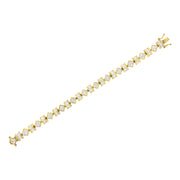 Bids.com 14K Yellow Gold 7.50 Cttw Princess and Baguette Diamond Geometric Link Bracelet Bracelets